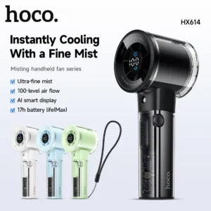 Ventilador Portátil HOCO HX614 com Névoa e Display Digital