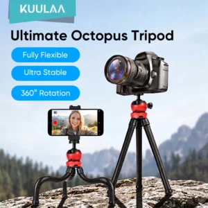 Tripé Flexível Kuulaa para Celular e Câmera com Controle Remoto
