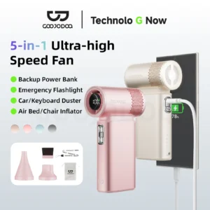 Ventilador Portátil GOOJODOQ GFS015 5 em 1 de Alta Velocidade