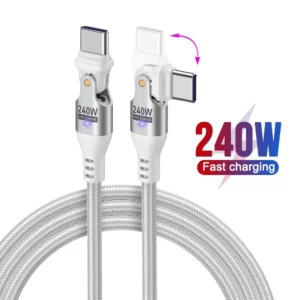 Cabo AUFU USB-C para USB-C 240W com Conector 180° - Branco