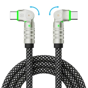 Cabo Kuulaa USB-C para USB-C 240W com Conector 180° - Prata