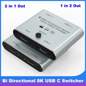 Switch KVM USB-C Bidirecional 8K 60Hz 10Gbps 100W PD