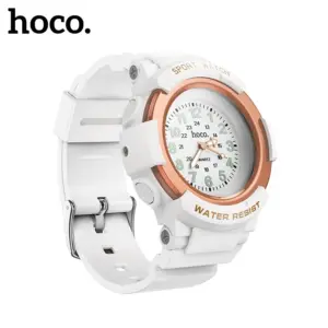 Relógio infantil HOCO E112 branco com aro rosé, compatível com Apple Find My