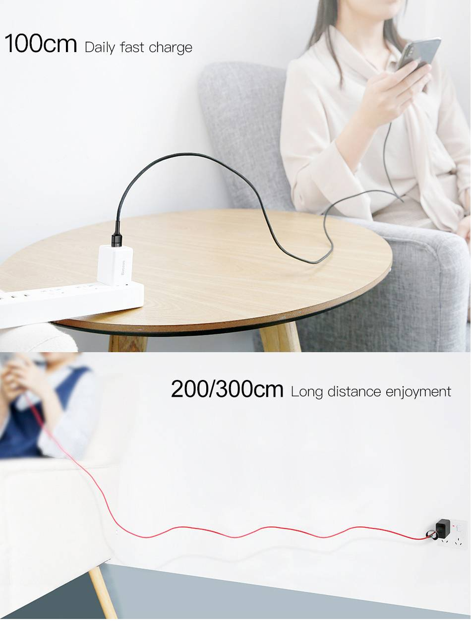 Cabo USB Tipo C 3A LED Colorido Baseus