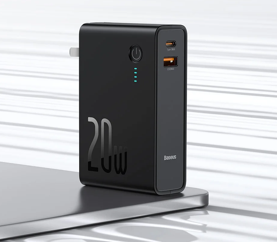 Power Bank 2 em 1 com Carregador Portátil 20W PD – Power Bank e Carregador 2 em 1 10000mAh 20W