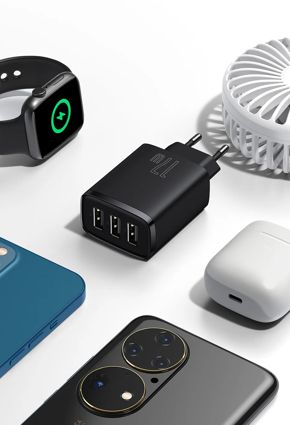 Ampla Compatibilidade – Carregador Rápido Triplo 17W 3 USB Turbo