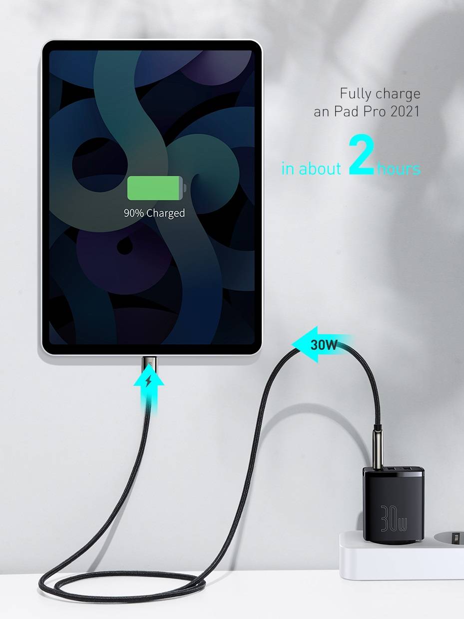 Carregador 30W USB QC3.0 PD3.0 Tipo C 3 portas Baseus
