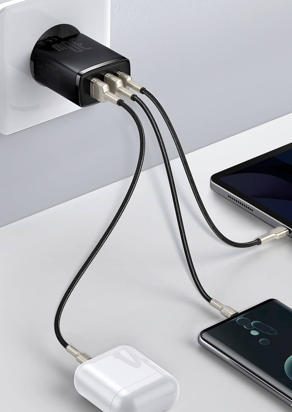 Carregador 30W USB QC3.0 PD3.0 Tipo C 3 portas Baseus
