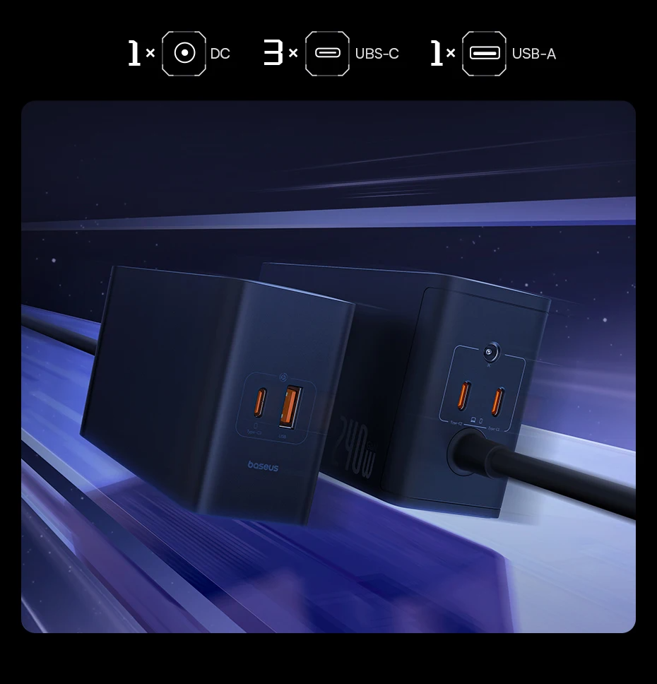 1. Saída de Porta Única de 240W DC para Experiências Gaming Inigualáveis – Carregador Inteligente Digital Ultra Rápido GaN 240W