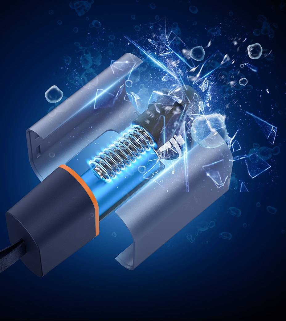 Mola de Alta Compressão – Mini Quebrador de Vidros de Emergência 3 em 1 com Lanterna