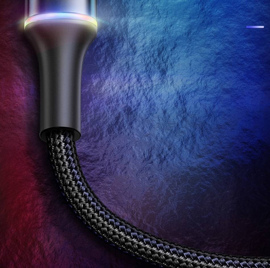 Cabo USB Tipo C 3A LED Colorido Baseus