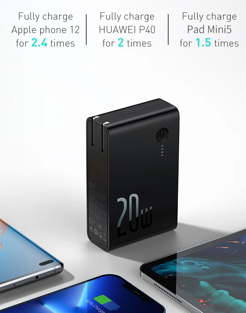 10000mAh de Alta Capacidade – Power Bank e Carregador 2 em 1 10000mAh 20W