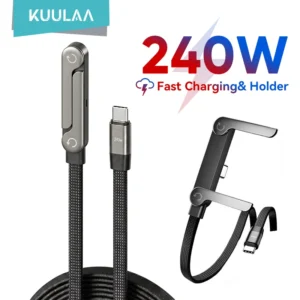 Cabo USB-C Kuulaa 2 em 1 com Suporte para Celular