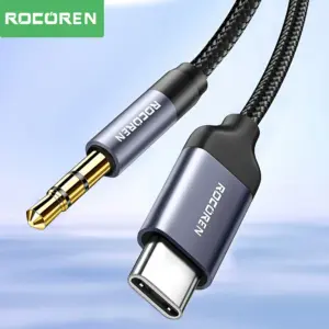Cabo USB-C para P2 Rocoren 3,5mm Hi-Fi Nylon