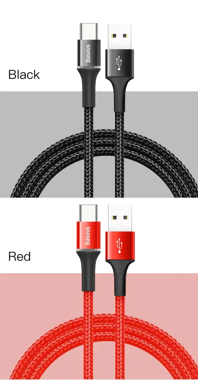 Cabo USB Tipo C 3A LED Colorido Baseus