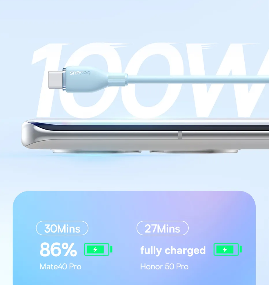 Cabo USB para Tipo C 100W Carregamento Rápido Baseus