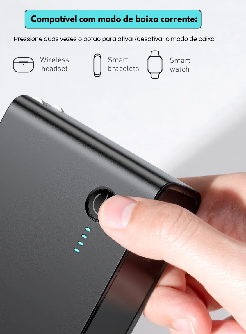 Fone de Ouvido sem fio/Pulseira Inteligente – Power Bank e Carregador 2 em 1 10000mAh 20W