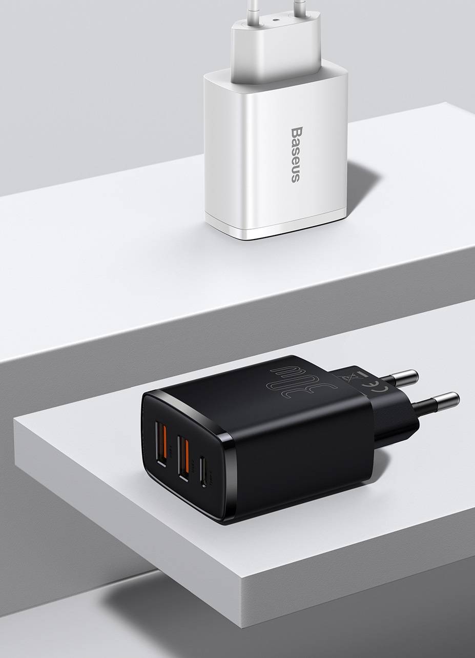 Carregador 30W USB QC3.0 PD3.0 Tipo C 3 portas Baseus