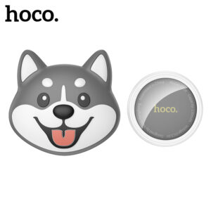 Rastreador HOCO E91K com case de silicone cinza em formato de cachorro