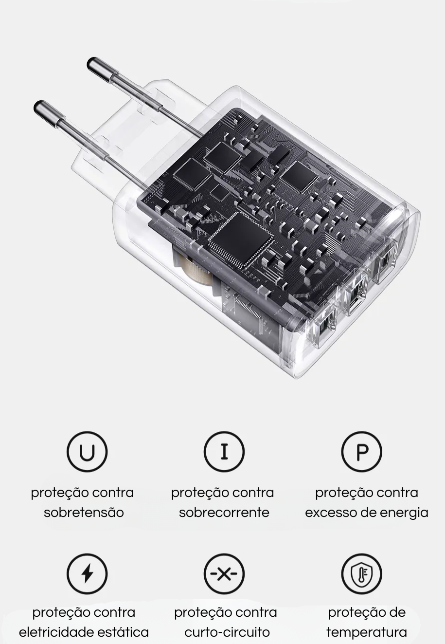 Proteção Total – Carregador Rápido Triplo 17W 3 USB Turbo