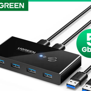 Comutador USB UGREEN de 4 portas com botão de troca e indicador LED