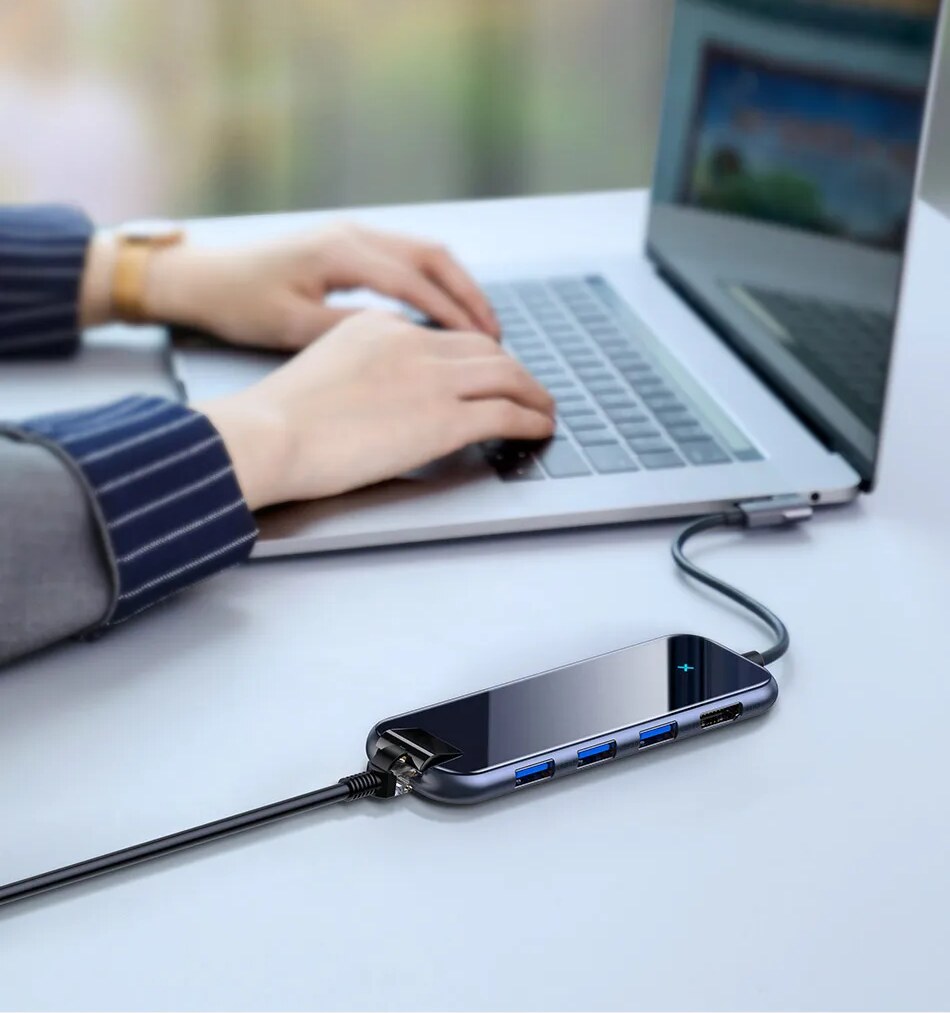 Internet Cabeada Gigabit – Hub USB C Baseus 6 em 1 Nova Versão