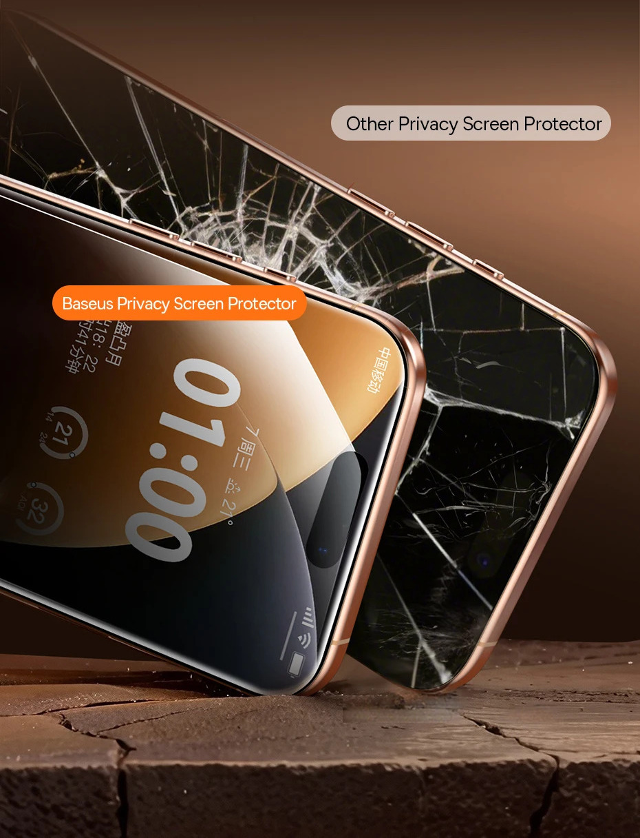 Vidro Premium 4x Mais Resistente – Película de Vidro Temperado Baseus Corning Anti-Espionagem para iPhone…