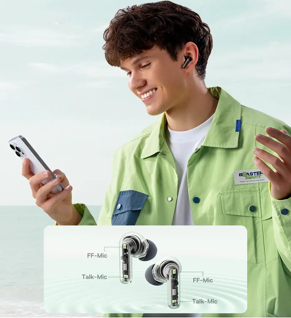 4 Microfones com IA para Chamadas Nítidas – Fone de Ouvido Bluetooth 6.0 Baseus BP1 Pro
