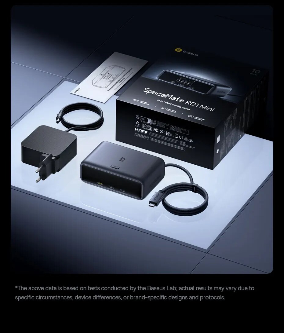 O Que Vem na Caixa – Hub Baseus SpaceMate RD1 Mini 10 em 1 HDMI Duplo 4K PD 100W RJ45