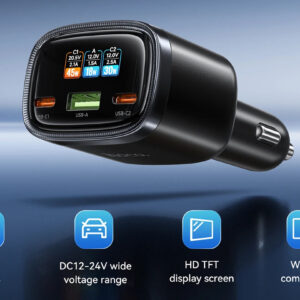 Carregador veicular HOCO Z70 93W com tela TFT