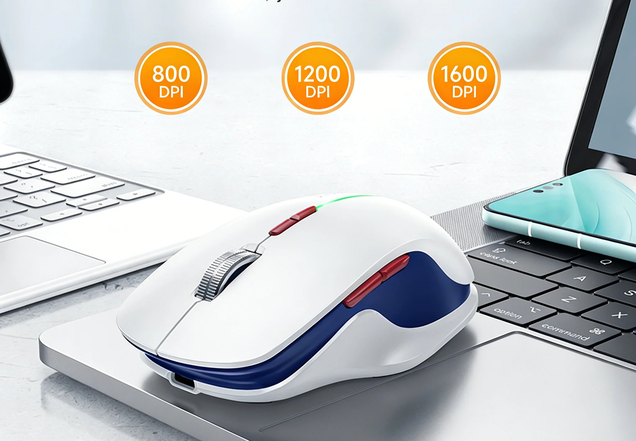 DPI Ajustável em 3 Níveis – Mouse Ergonômico Recarregável HOCO GM40