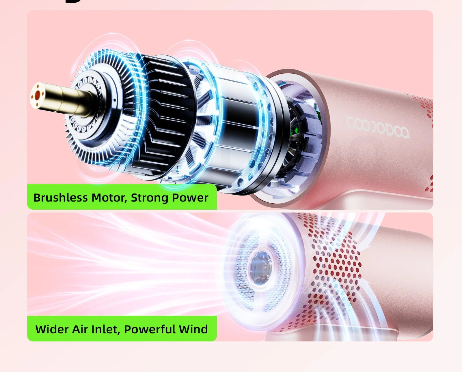 Motor Brushless de Alta Performance – Ventilador Portátil GOOJODOQ GFS015 5 em 1 de Alta Velocidade