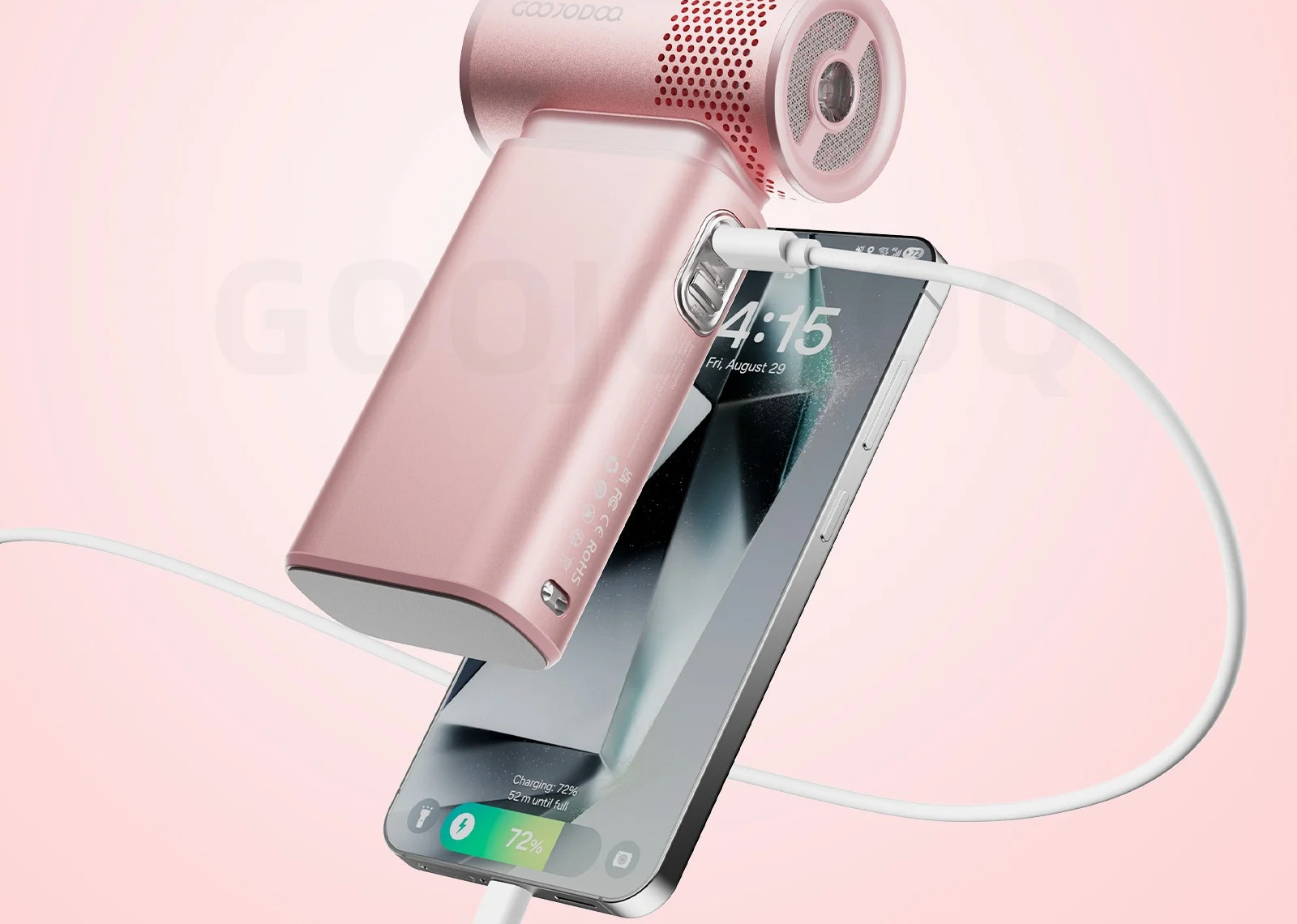 Power Bank de Backup 10W – Ventilador Portátil GOOJODOQ GFS015 5 em 1 de Alta Velocidade