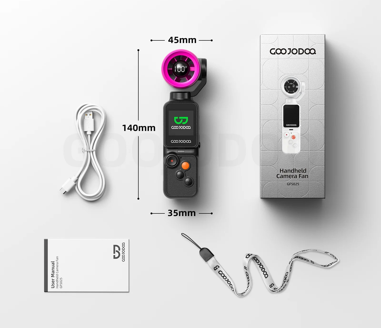 Ficha Técnica – Câmera Portátil GOOJODOQ GFS025 com Ventilador Turbo e Gimbal 180°