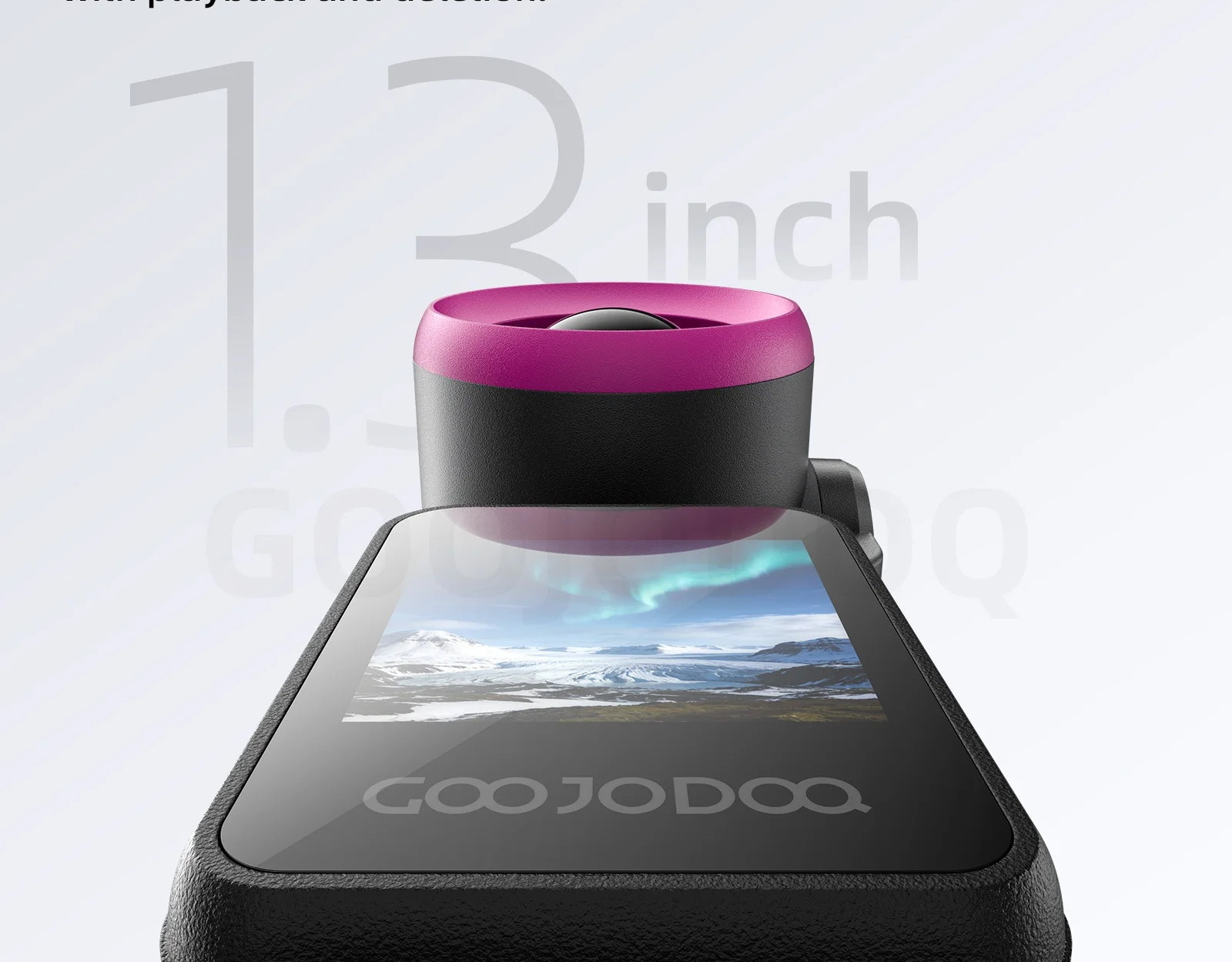 Tela de 1,3 Polegadas com Visualização em Tempo Real – Câmera Portátil GOOJODOQ GFS025 com Ventilador Turbo e Gimbal 180°