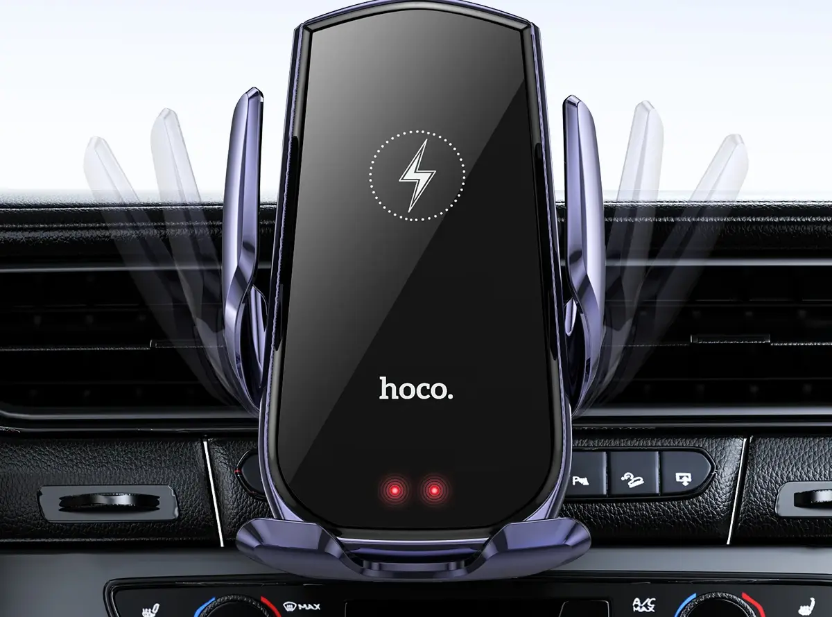 Fechamento Automático com Sensor Infravermelho – Suporte Veicular HOCO CA202 Plus Wireless 15W com Sensor Inteligente