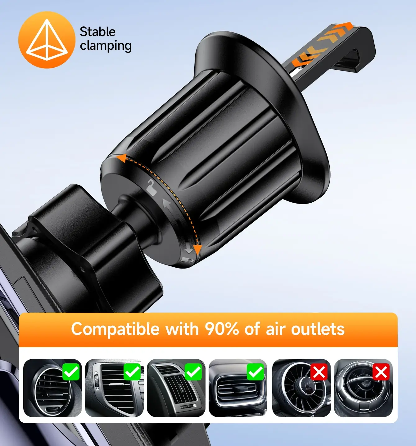 Fixação na Saída de Ar do Painel – Suporte Veicular HOCO CA202 Plus Wireless 15W com Sensor Inteligente