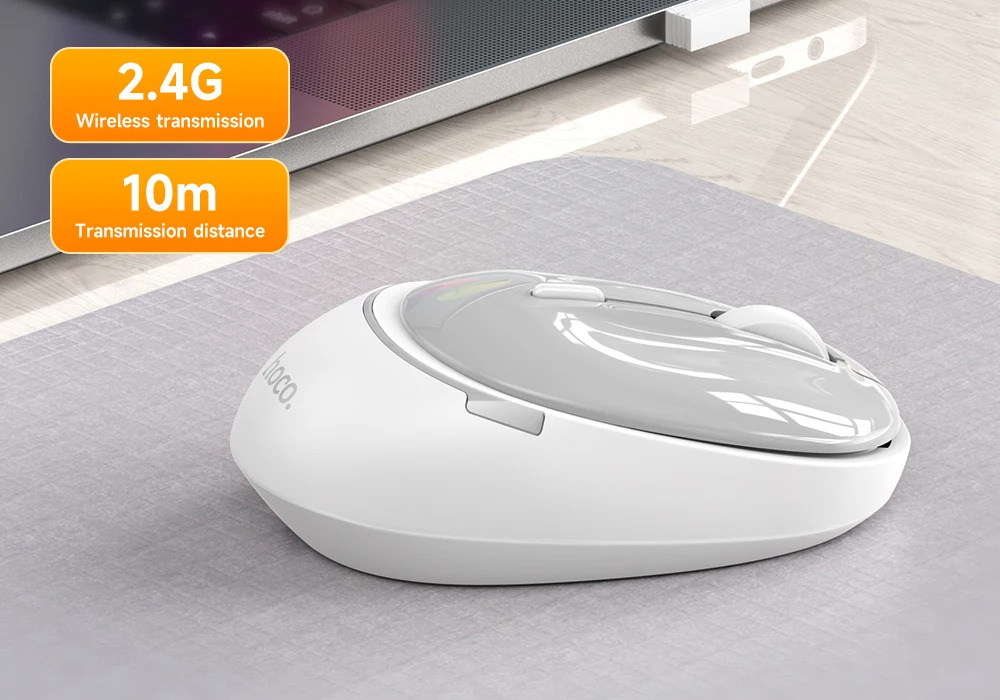 Receptor USB de Baixa Latência – Mouse Sem Fio HOCO GM34 Bluetooth 5.2 + 2.4G Silencioso 1600DPI