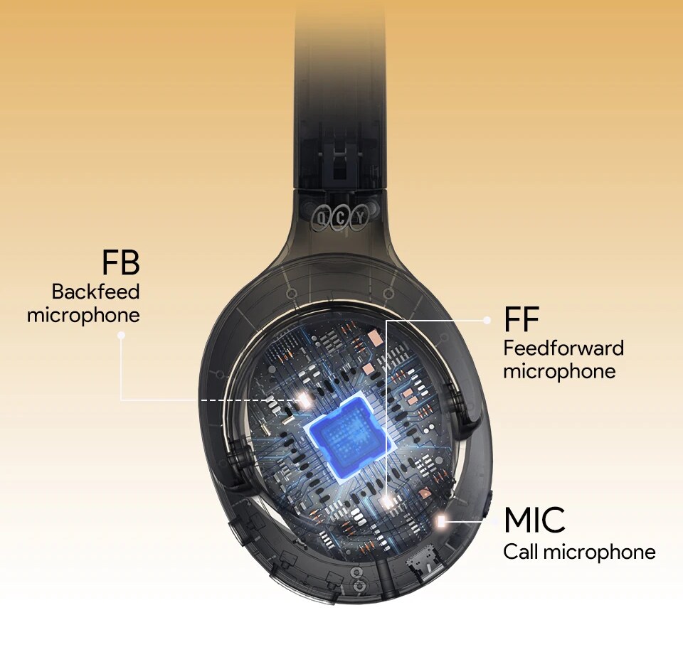 3 Microfones com Redução de Ruído nas Chamadas – Headset QCY H3 ANC Bluetooth 5.4