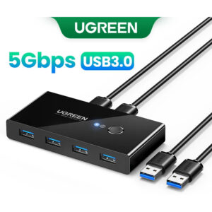 Comutador USB UGREEN 4 portas para 2 computadores USB 3.0