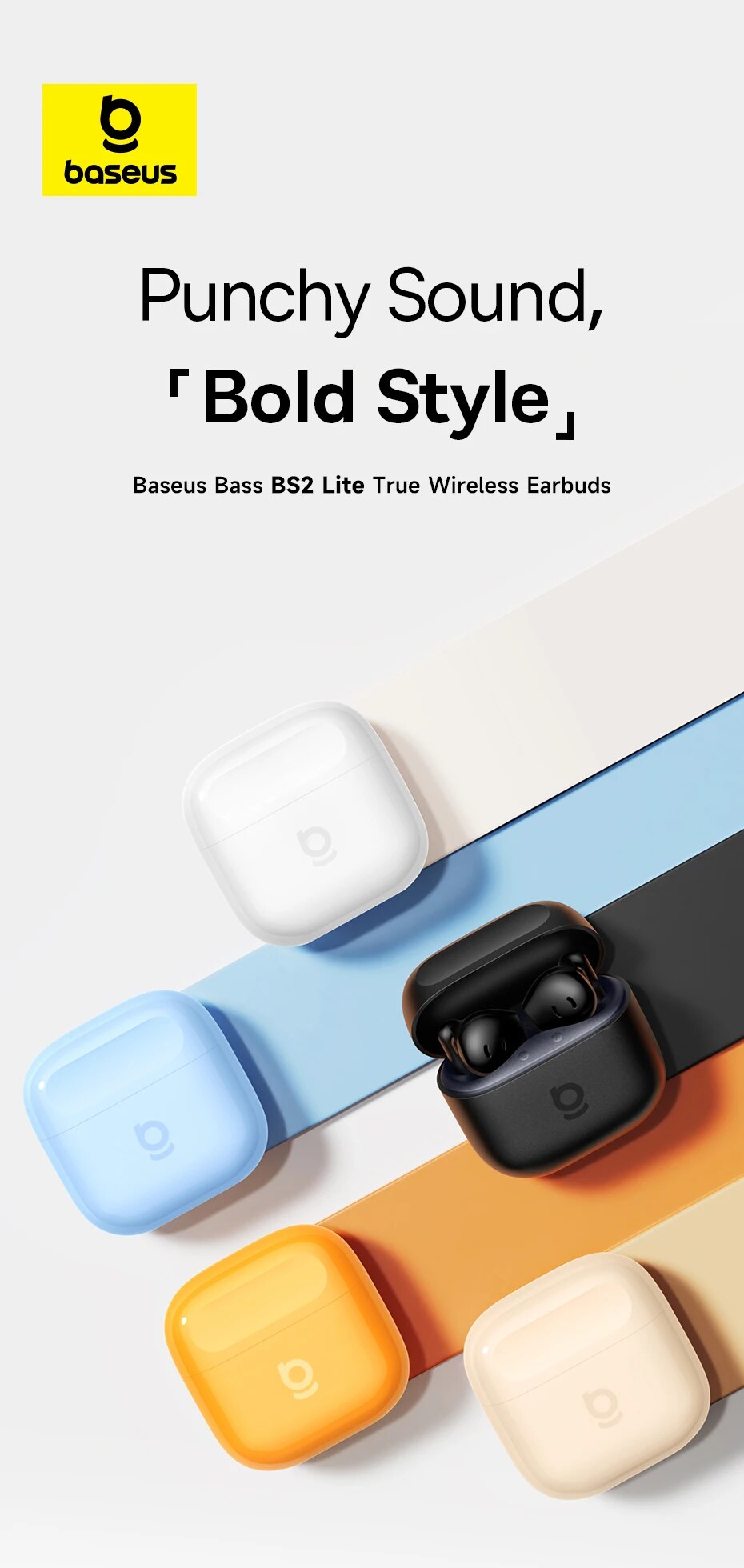 Várias Cores – Fone de Ouvido Baseus Bass BS2 Lite Bluetooth 6.0