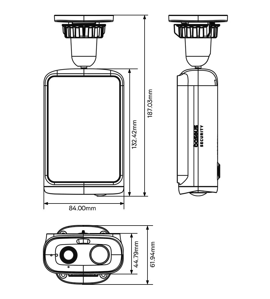 Medidas – Kit 4 Câmeras de Segurança Externa Baseus 2K S1 Lite com Placa Solar