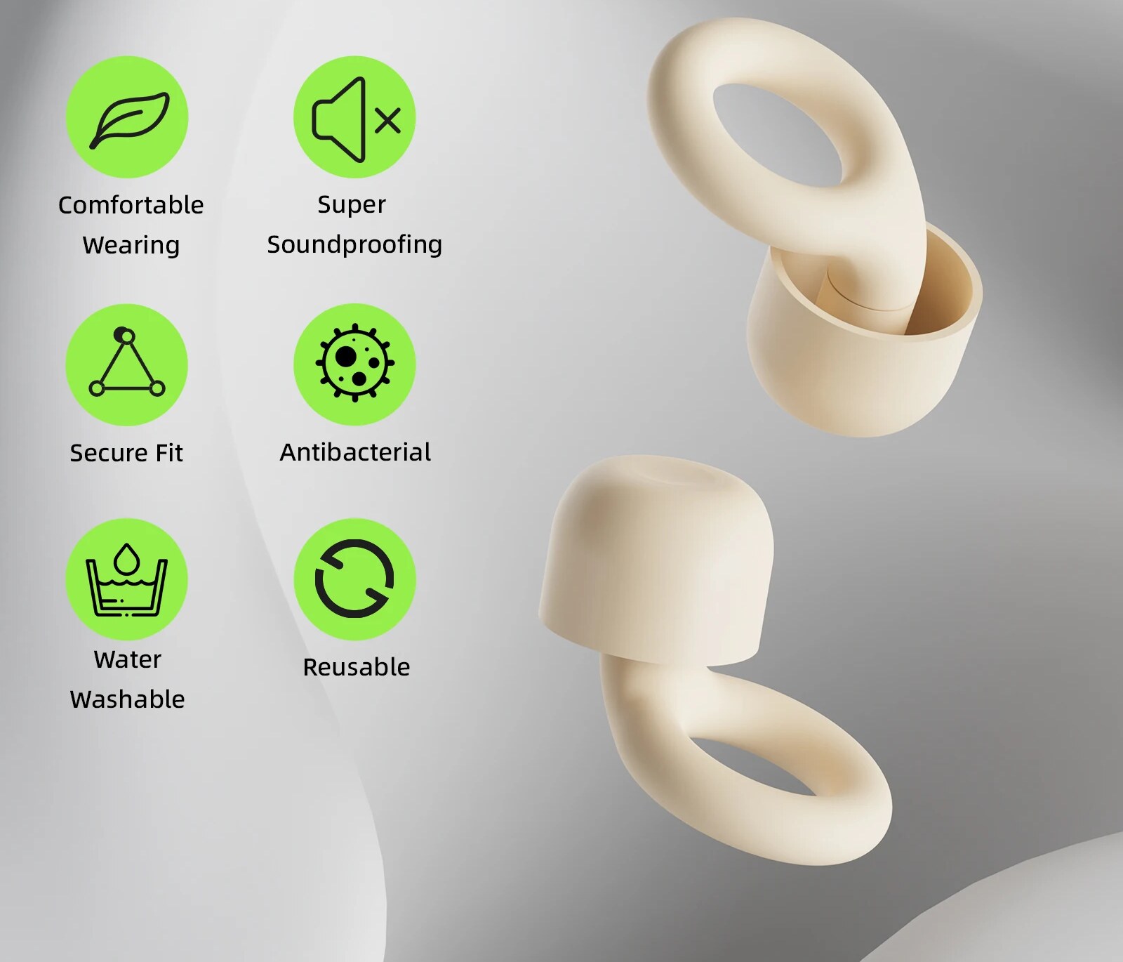 Silicone Super Macio – Tampão Auricular de Silicone Confortável e Lavável – Goojodoq